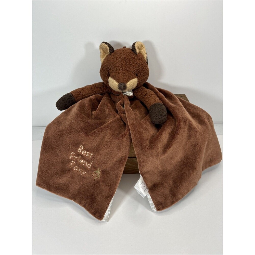 Bunnies By the Bay Best Friend Foxy Fox Lovey Security Blanket Brown Cream Satin